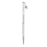 Crystalline Silk ballpoint pen, White, White lacquered, Chrome plated